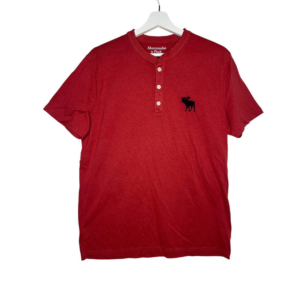 Abercrombie & Fitch new york Men’s Burgundy Henley Large Logo Size L Preppy